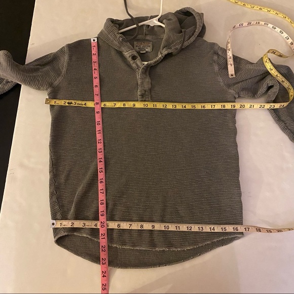 Lucky Brand Thermal Pullover Boho Hoodie Long Sleeve Distressed Gray Size Small - Picture 9 of 9